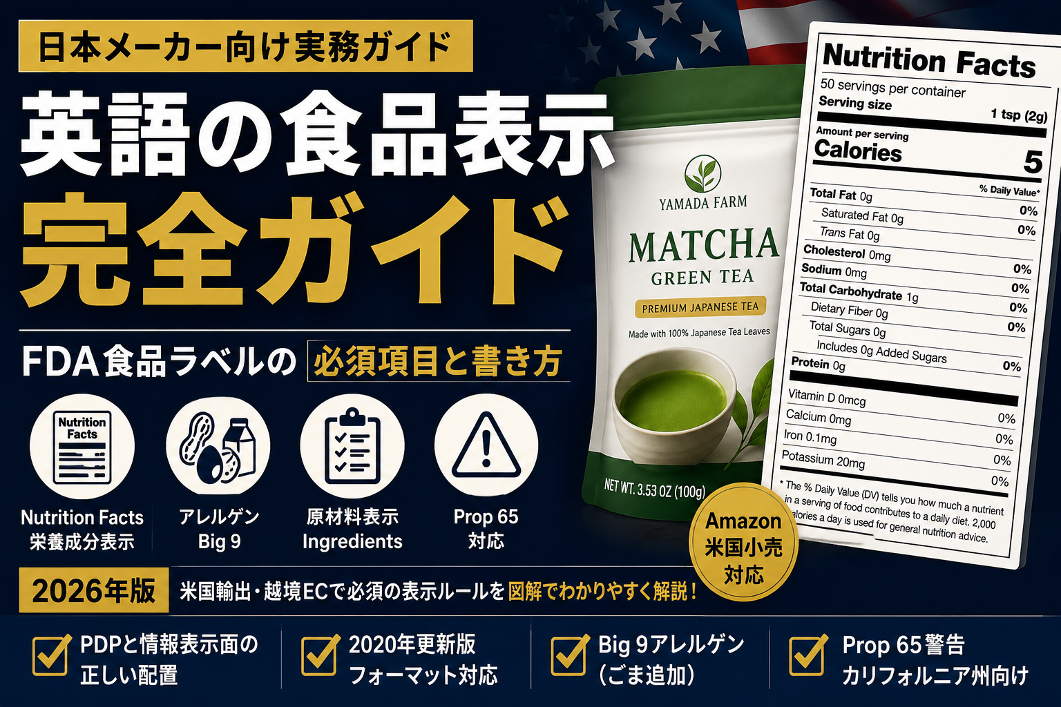 英語の食品表示 完全ガイド｜FDA食品ラベル必須項目【2026年版